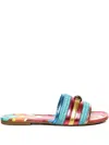 Kurt Geiger Rainbow-print Metallic-stripe Sandals In Multi