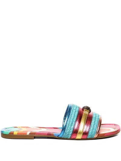 Kurt Geiger Rainbow-print Metallic-stripe Sandals In Multi