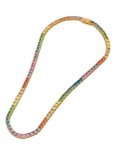 Kurt Geiger Rainbow Tennis Necklace In Gold