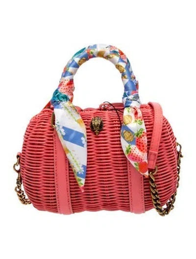 Pre-owned Kurt Geiger Rattan Top Handle Bag In Pink