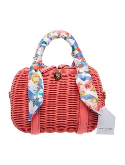 Pre-owned Kurt Geiger Rattan Top Handle Bag In Pink