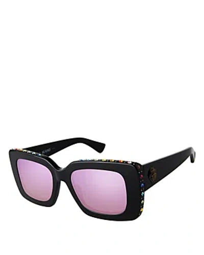 Kurt Geiger Rectangle Sunglasses, 52mm In Black/pink Mirrored Solid