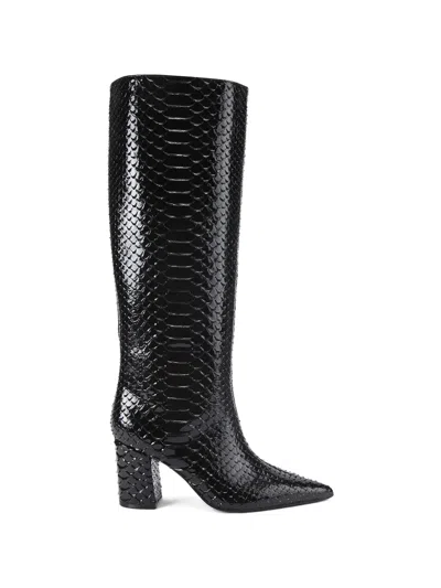 Kurt Geiger Reptile-effect Block-heel Boots In Black
