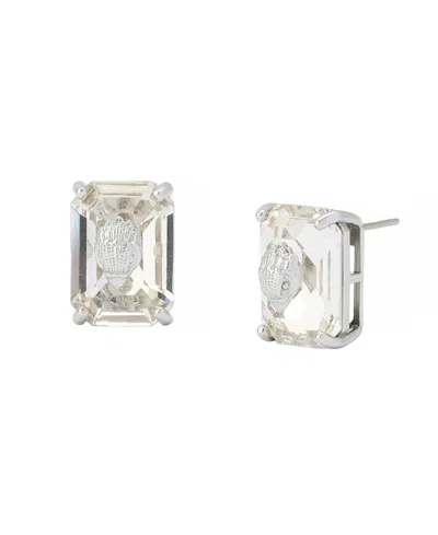 Kurt Geiger Robert Lee Morris Soho Faux Stone Emerald-cut Signature Eagle Stud Earrings In White
