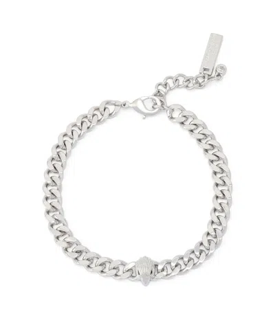 Kurt Geiger Robert Lee Morris Soho Silver-tone Glass Crystal Signature Eagle Curb-chain Adjustable Bracelet In Transparent