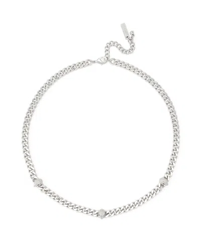 Kurt Geiger Robert Lee Morris Soho Silver-tone Glass Crystal Signature Eagle Head Curb Chain Adjustable Necklace In Metallic