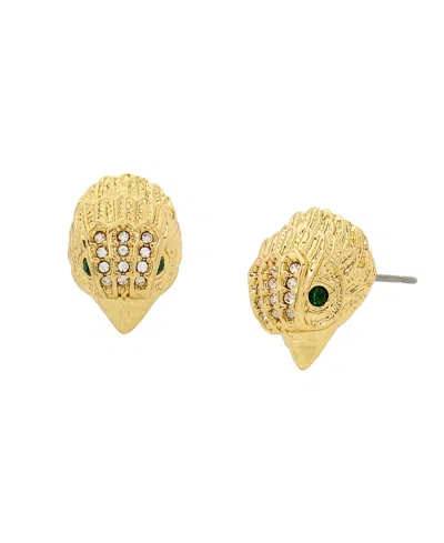 Kurt Geiger Robert Lee Morris Soho Women's Gold-tone Glass Crystal Signature Eagle Stud Earrings In Yellow