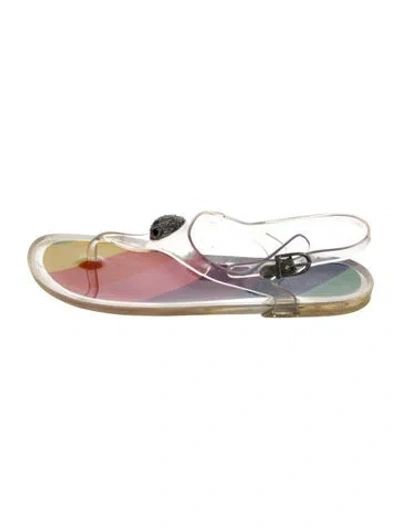 Pre-owned Kurt Geiger Rubber Colorblock Pattern Slingback Sandals In Clear