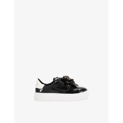 Kurt Geiger Black Kids' Laney Bow Patent-leather Trainers Eur 36 /3.5 Uk