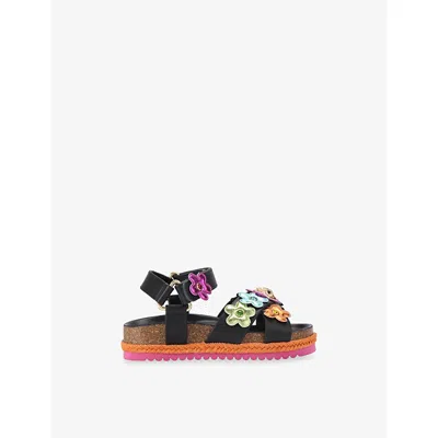 Kurt Geiger Black/comb Kids' Mini Kensington Leather Sandals Eur 31 / 12.5 Uk