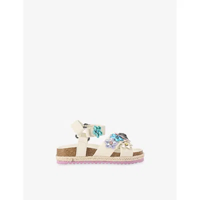 Kurt Geiger Bone/comb Kids' Mini Kensington Leather Sandals Eur 32 / 13 Uk In White