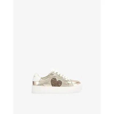 Kurt Geiger Kids' S' Mini Lana Leather Trainers Gold Eur 33 / 1 Uk