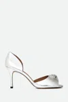 Kurt Geiger Sandalo In Pelle Argento In Bianco