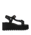 Kurt Geiger Satin Orion Wedge Sandals In Black