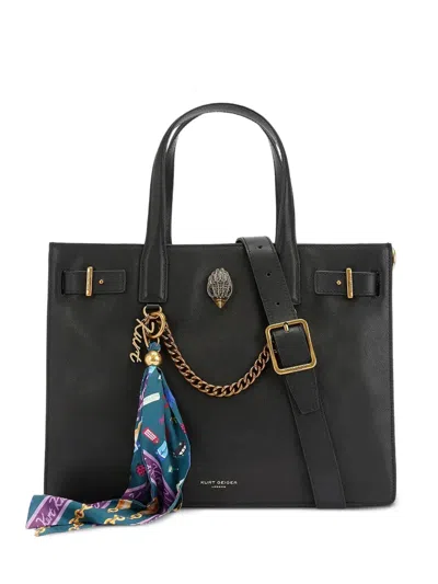 Kurt Geiger Scarf-detail Eagle-embellishment Tote Bag In Black