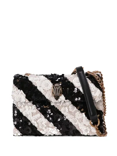 Kurt Geiger Sequin Striped Satchel In Black
