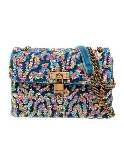 Pre-owned Kurt Geiger Sequins Crossbody Bag In Blue