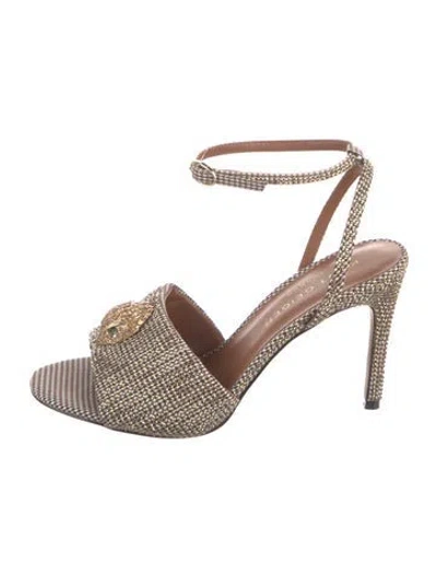 Pre-owned Kurt Geiger Sequins Houndstooth Print Sandals In Neutral