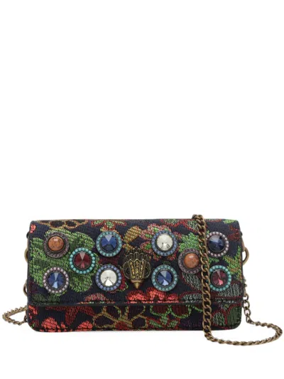 Kurt Geiger Shoreditch Floral-jacquard Long Crossbody Bag In Purple