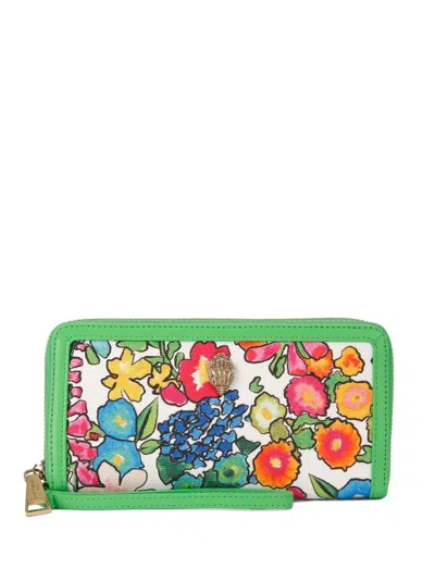 Kurt Geiger Shoreditch Floral-print Wallet In Green