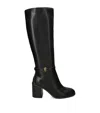 Kurt Geiger London Womens Black Shoreditch Eagle Embellished Leather Knee-high Boots In Black