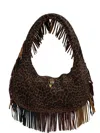 Kurt Geiger Shoreditch Leopard-print Fringed Shoulder Bag In Brown