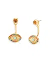 Kurt Geiger Signature Rainbow Evil Eye Barbell Front To Back Earrings In Multi
