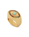 Kurt Geiger Signature Rainbow Evil Eye Cocktail Ring In Multi