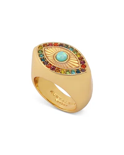 Kurt Geiger Signature Rainbow Evil Eye Cocktail Ring In Multi