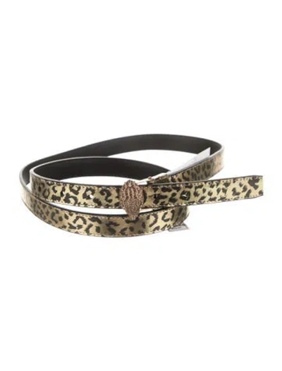Pre-owned Kurt Geiger Skinny Leather Waist Belt In Black/gold/metallic