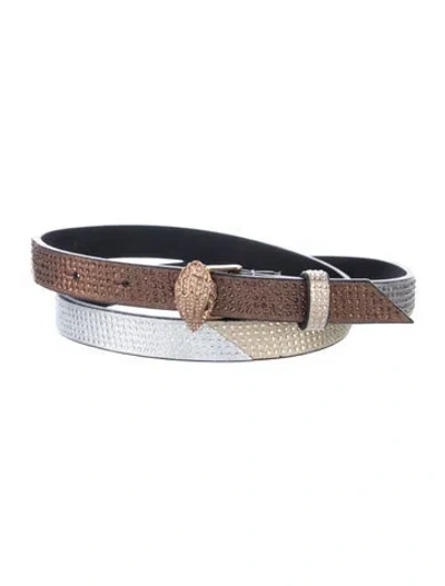 Pre-owned Kurt Geiger Skinny Leather Waist Belt In Brown/neutrals