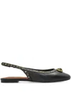 Kurt Geiger Slingback Studded Flat Pumps In Black
