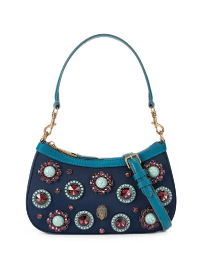 Kurt Geiger Sloane Crystal-embellished Shoulder Bag In Blue