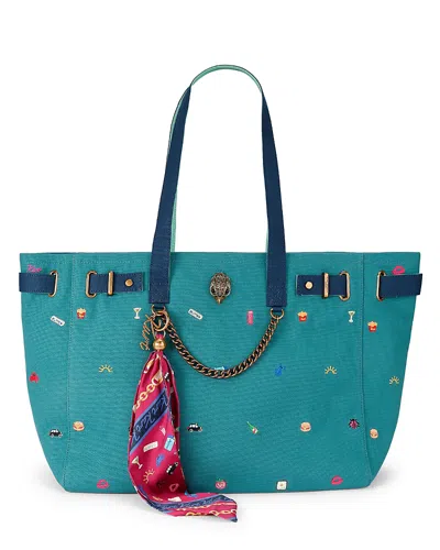 Kurt Geiger Sloane Large Embroidered Shopper Tote Bag In Blue