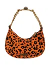 Kurt Geiger Small Chelsea Chain-embellished Leopard-print Shoulder Bag In Orange