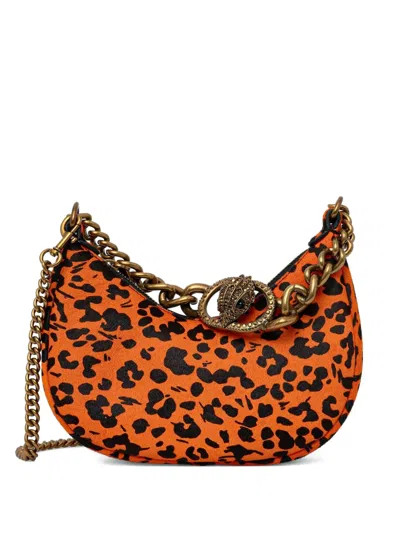 Kurt Geiger Small Chelsea Hobo Leopard-print Chain Tote Bag In Orange