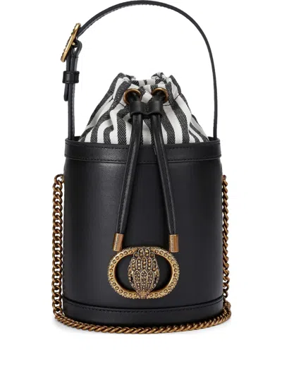 Kurt Geiger London Small Chelsea Leather Round Bucket Bag In Black