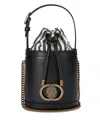 Kurt Geiger London Small Chelsea Leather Round Bucket Bag In Charcoal