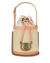 Kurt Geiger London Small Chelsea Round Woven Bucket Bag In Open Beige