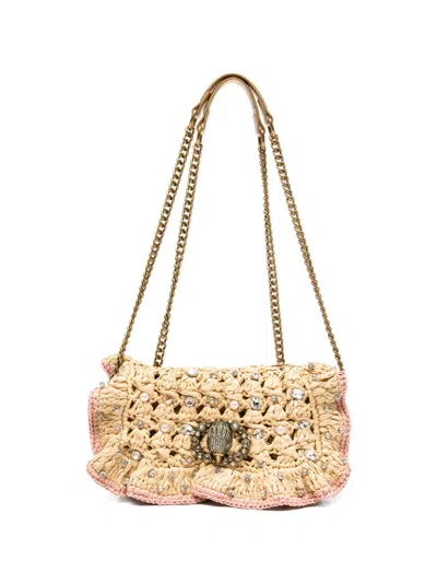 Kurt Geiger Small Chelsea Ruffled Embellished Shoulder Bag In Neutral