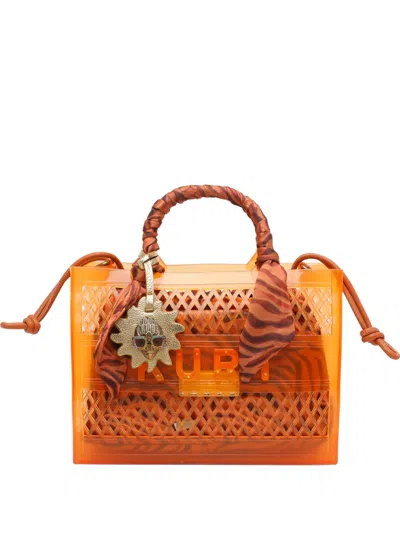 Kurt Geiger Small Jelly Scarf-detail Tote Bag In Orange