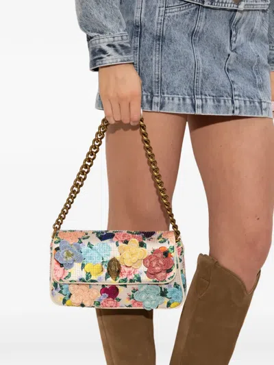 Kurt Geiger Small Kensington Floral-appliqué Shoulder Bag In White