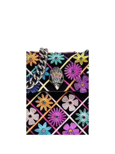 Kurt Geiger Small Kensington Flower-embellished Shoulder Bag In Black