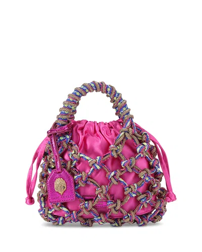 Kurt Geiger Small Macrame Crystal Bag In Pink