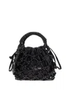 Kurt Geiger Small Macramé Crystal-embellished Tote Bag In Black