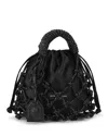 Kurt Geiger Small Macrame Crystal Mini Bucket Bag In Black