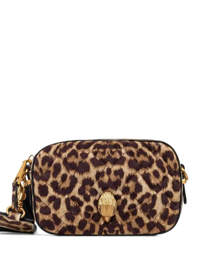 Kurt Geiger Small Quilted Leopard-print Crossbody Bag In Brown
