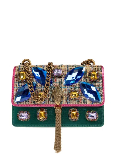 Kurt Geiger Small Shoreditch Jewel-embellished Shoulder Bag In Green