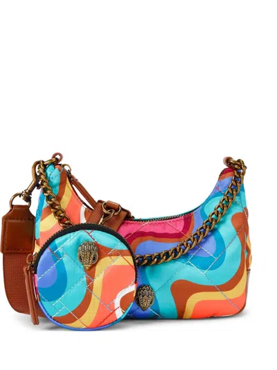 Kurt Geiger Small Wave-print Cross Body Bag In Blue