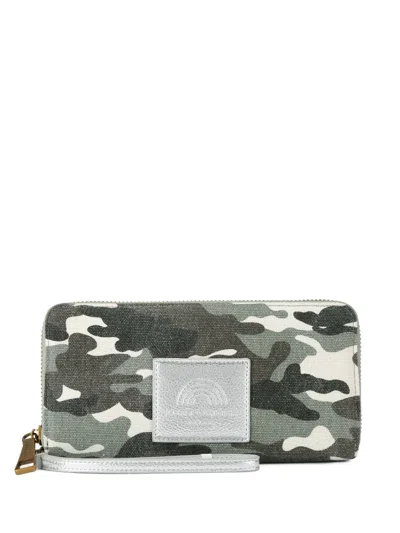 Kurt Geiger Southbank Camouflage-print Zip-around Wallet In Purple